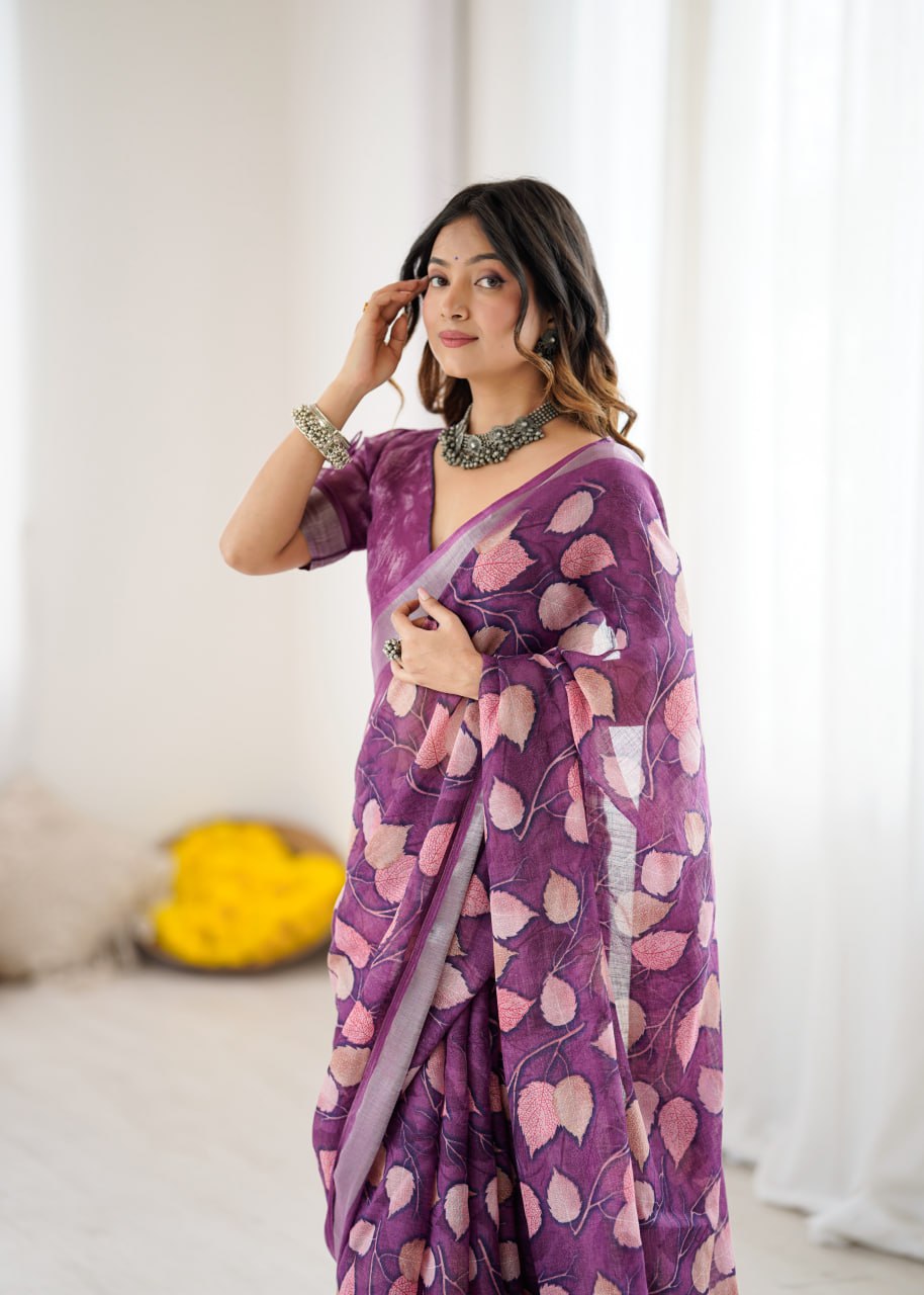 Lilan Patta Printed Saree with Unstitch Georgette Blouse – Lightweight & Elegant