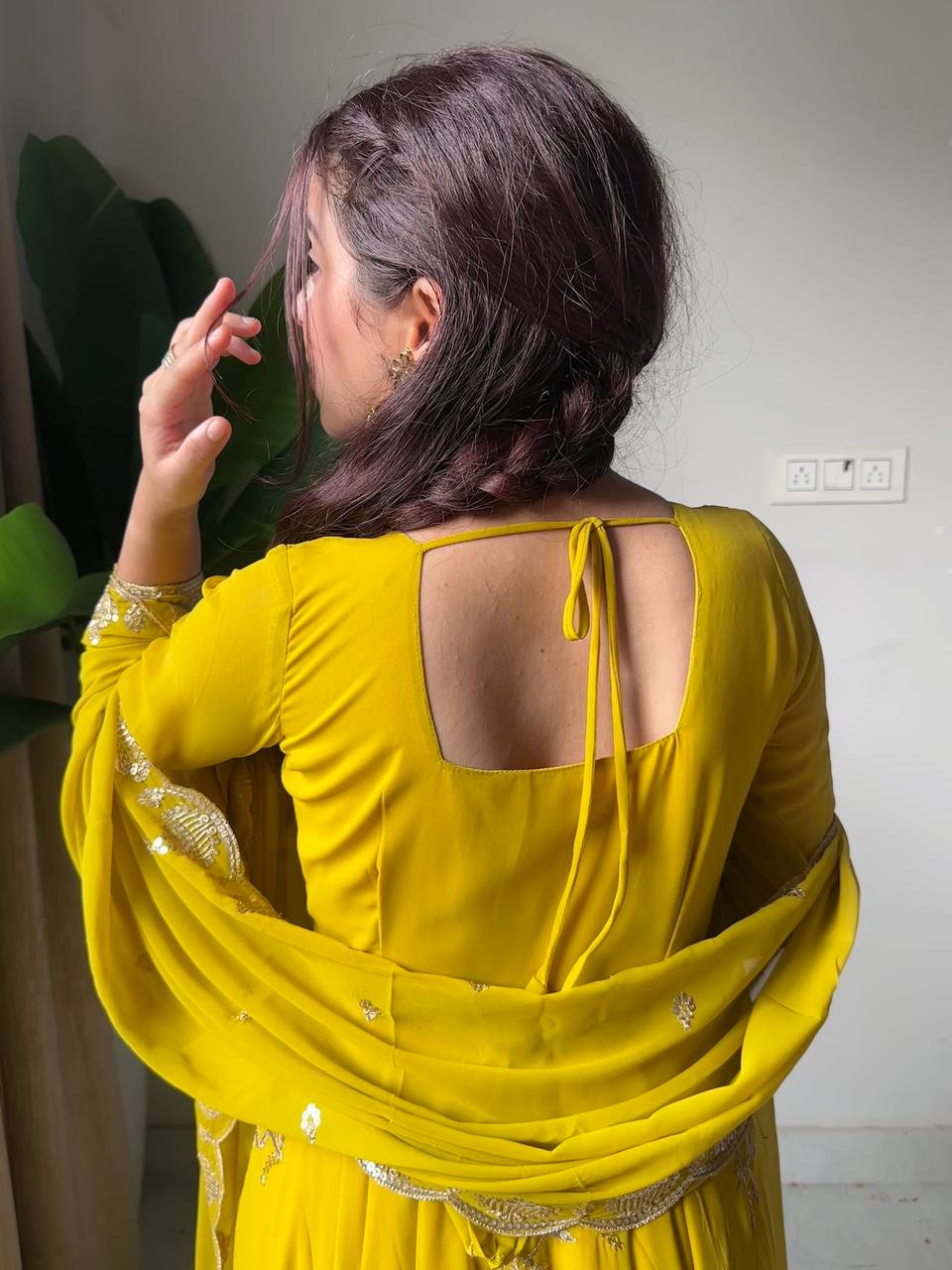 Premium Fox Georgette Heavy Flair Anarkali Suit Set with Pant & Dupatta