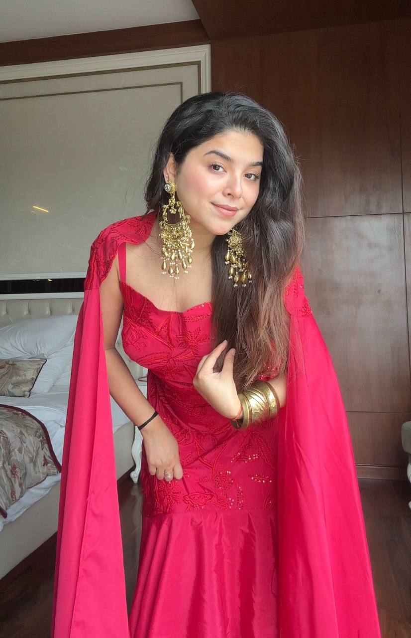 Premium Ruffled Layered French Crape Lehenga Set with Cape Dupatta