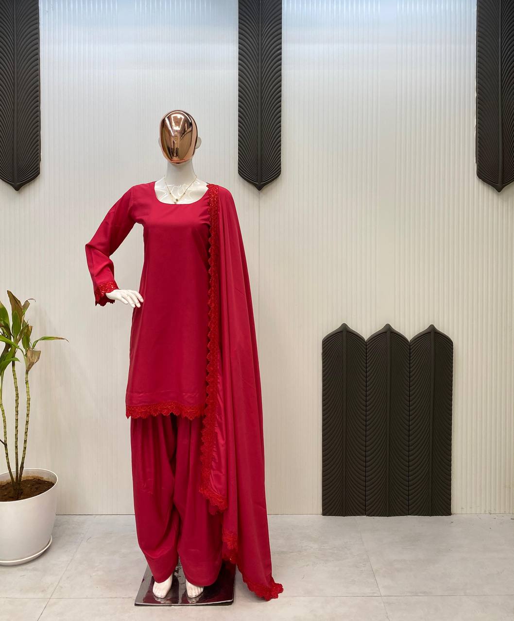 Premium French Crape Embroidered 3-Piece Salwar Suit Set with Dupatta