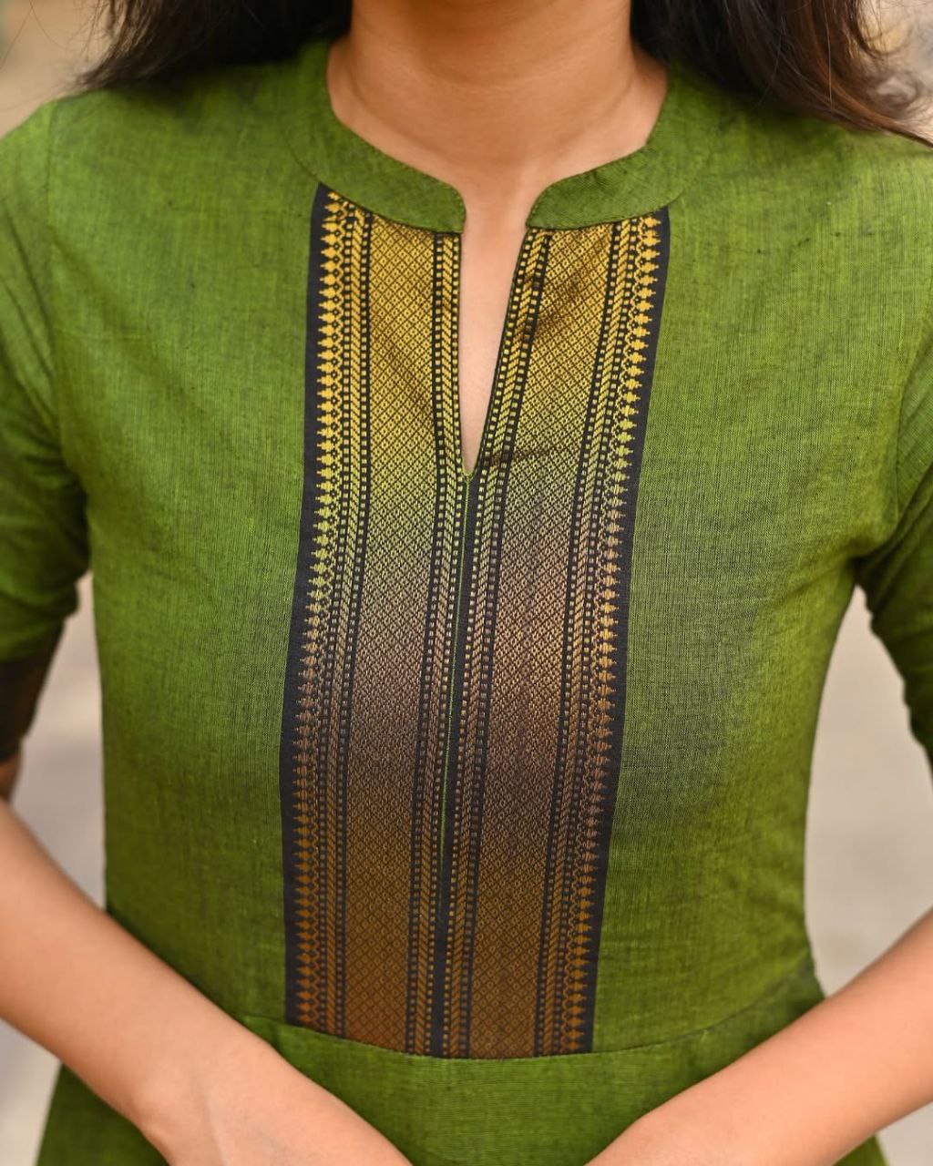 Shivangi Olive Green Pure Chanderi Suit Set With Jacquard Weaving & Matching Pants