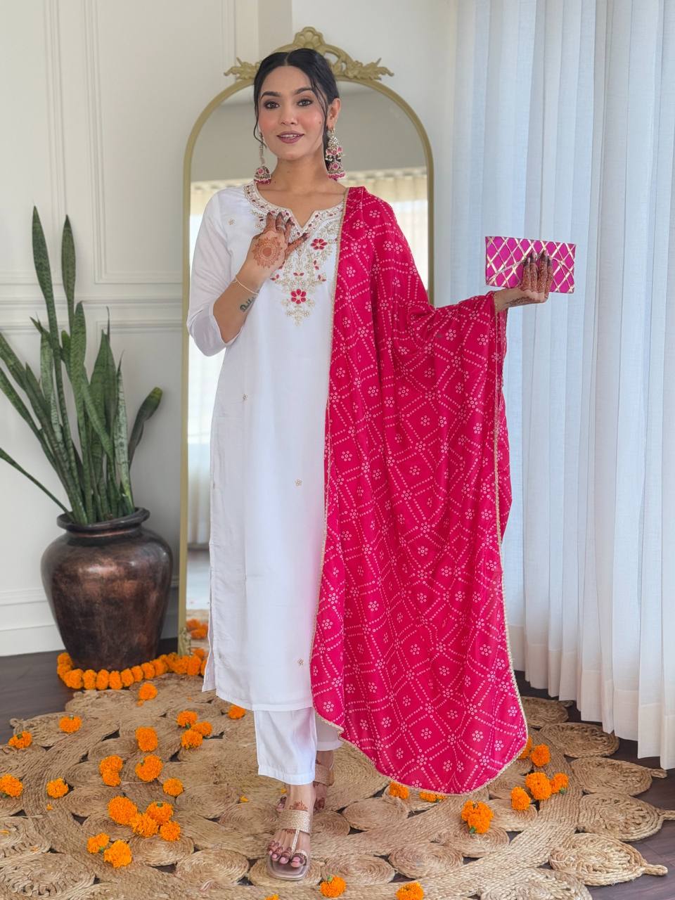 Premium BSY Viscose Embroidered Suit Set with Silk Blend Digital Print Dupatta