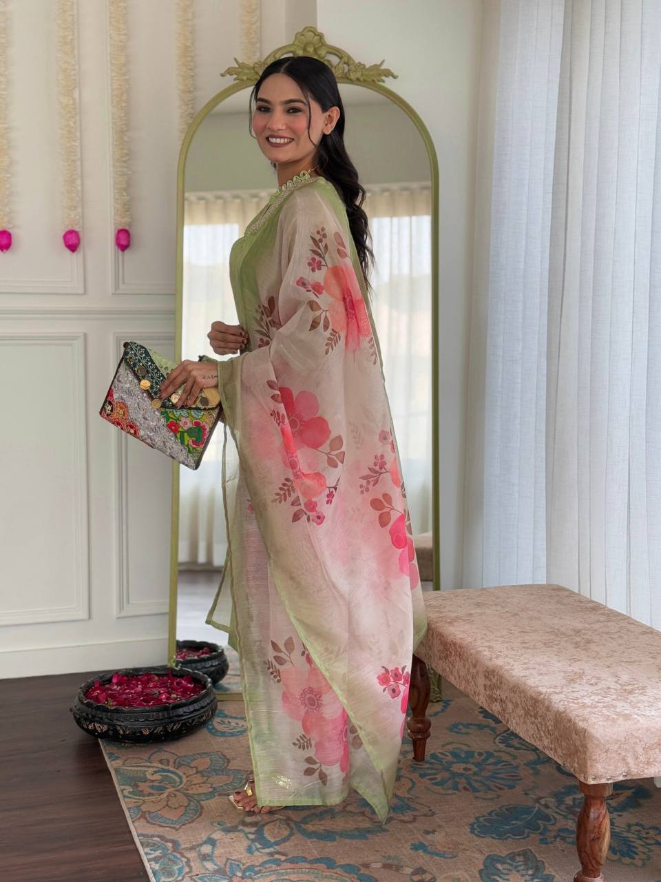 Premium Heavy Rayon Embroidered Suit Set with Chanderi Silk Digital Print Dupatta