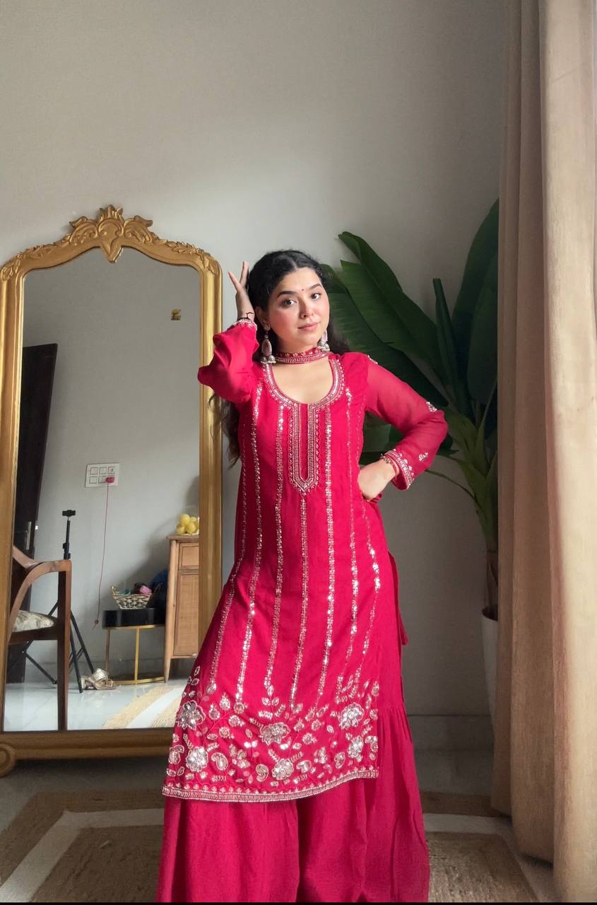 Heavy Sequence & Beads Work Festive Outfit