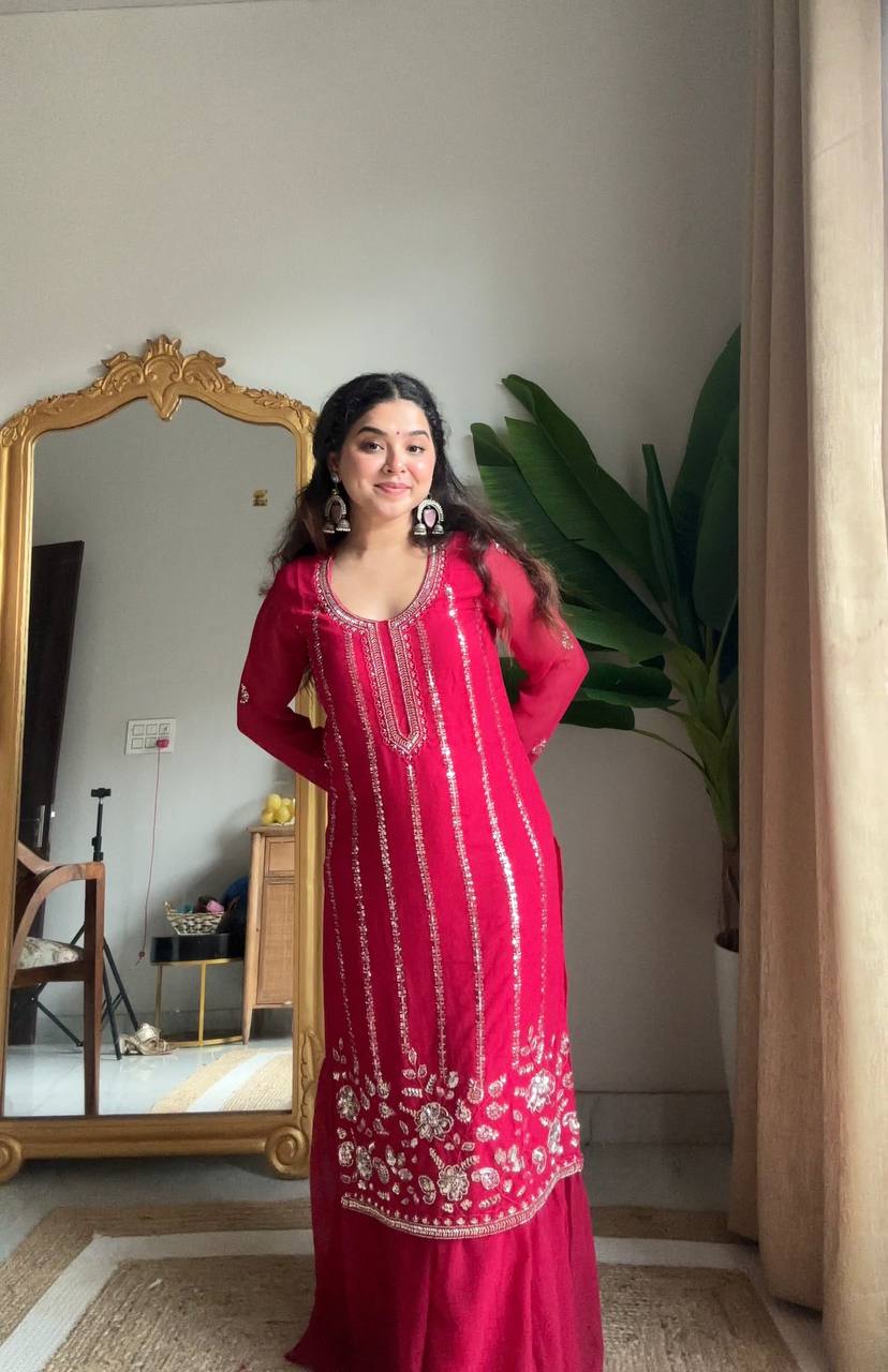 Heavy Sequence & Beads Work Festive Outfit