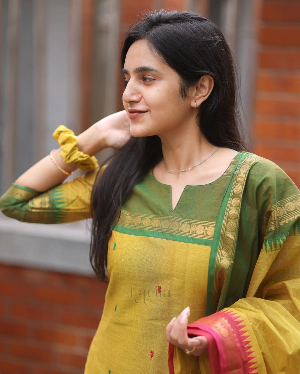 Pure Kanchi Cotton Traditional Suit Set with Jacquard Weaving Dupatta