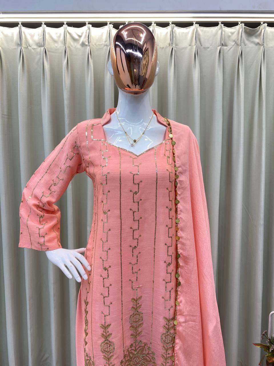 Designer Peach Ethnic Set