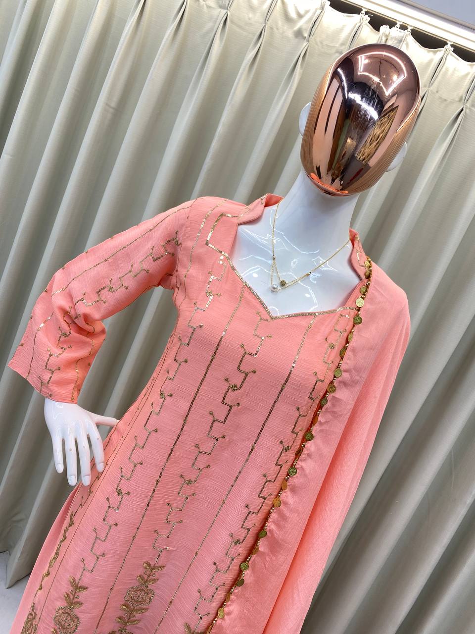 Designer Peach Ethnic Set