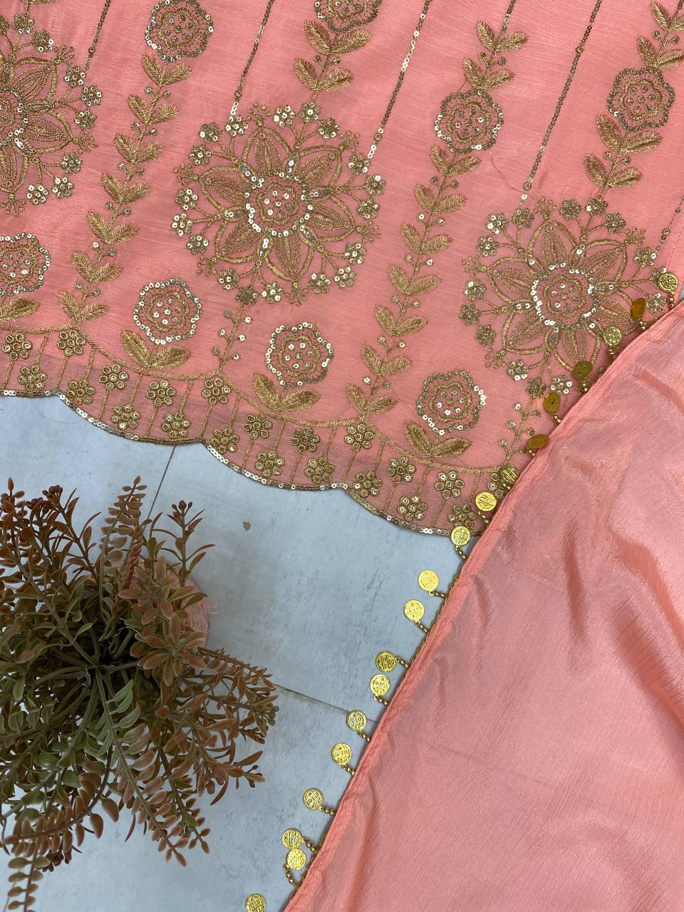 Designer Peach Ethnic Set