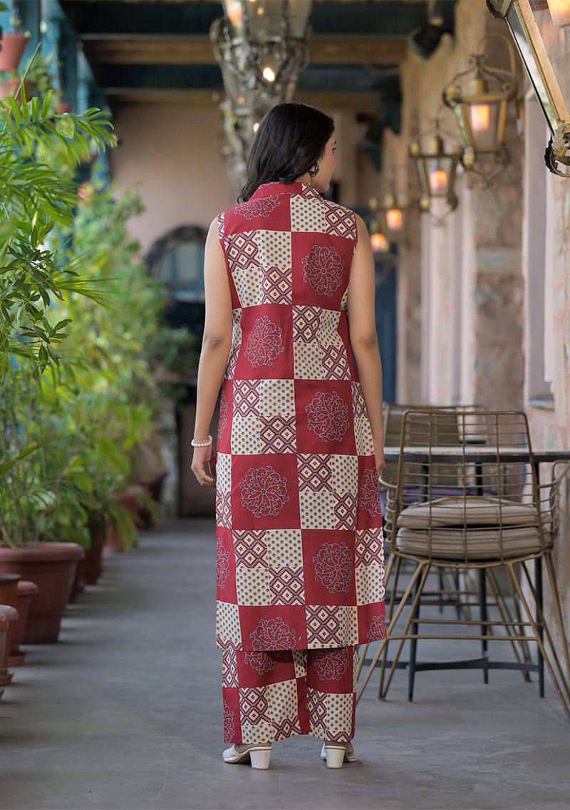 Premium Digital Print Poly Rayon Sleeveless Kurti with Matching Pant Set