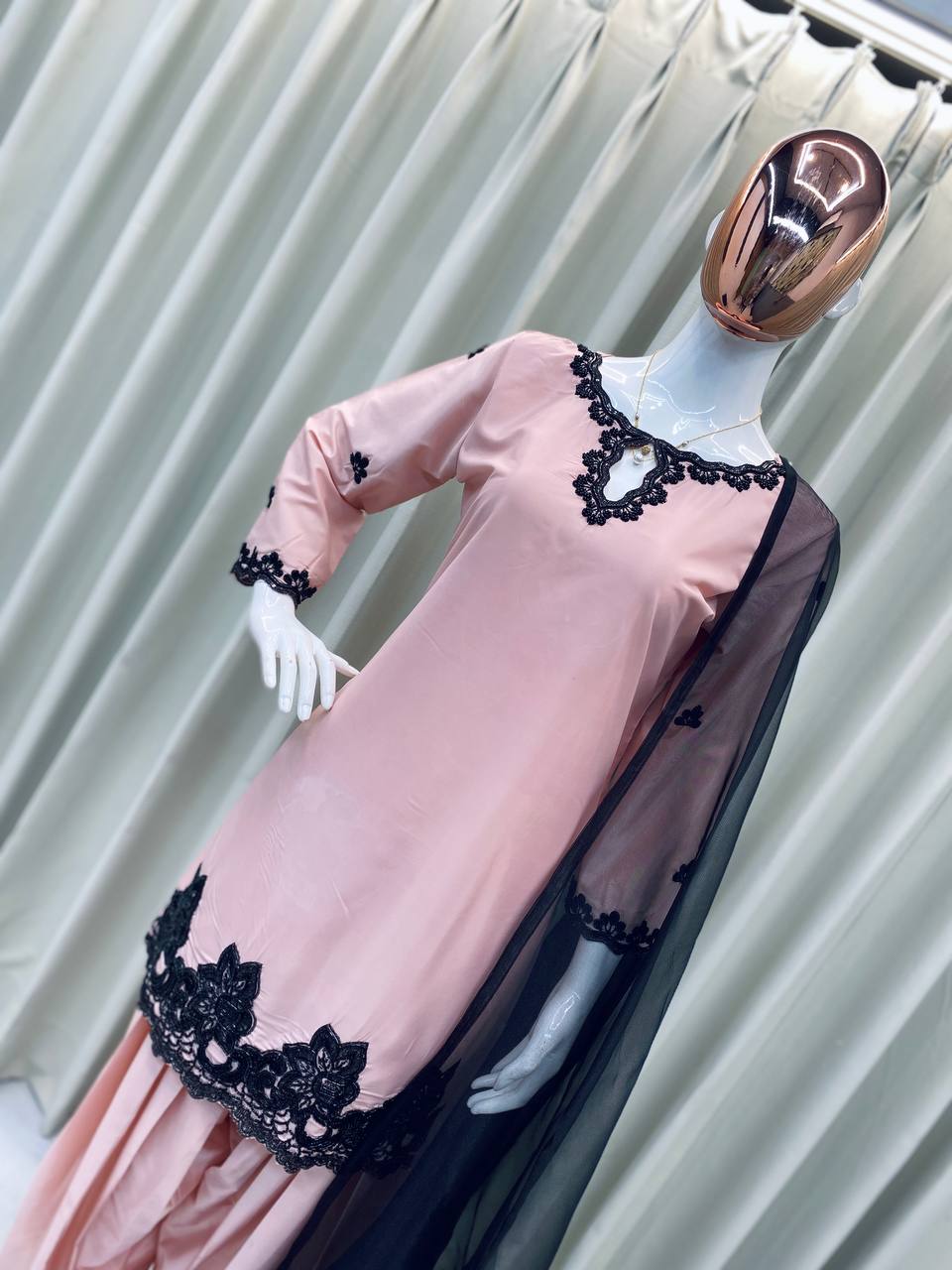 Designer French Crepe Farsi Salwar Suit with Beads & Sequence Embroidery