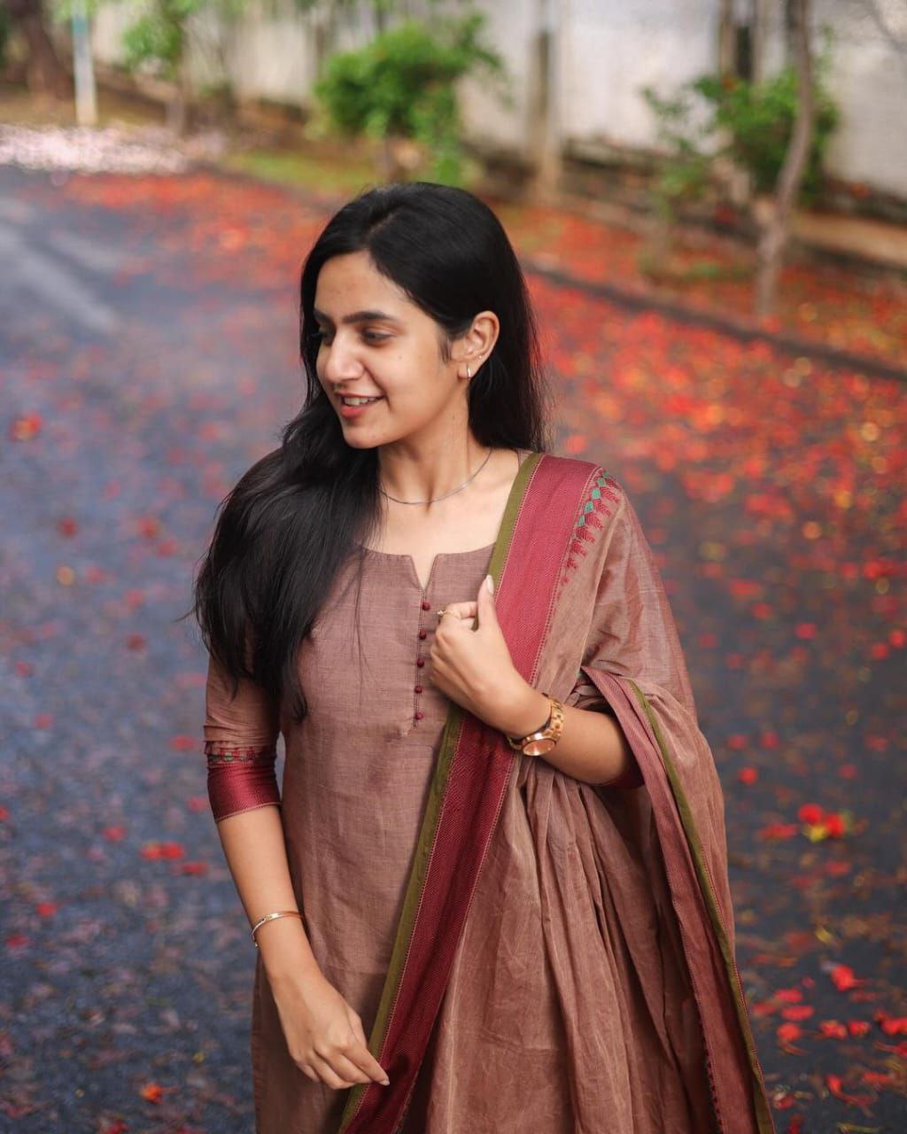 South Indian Kanchi Cotton Kurta & Pant Set with Hand Zari Weaving Dupatta