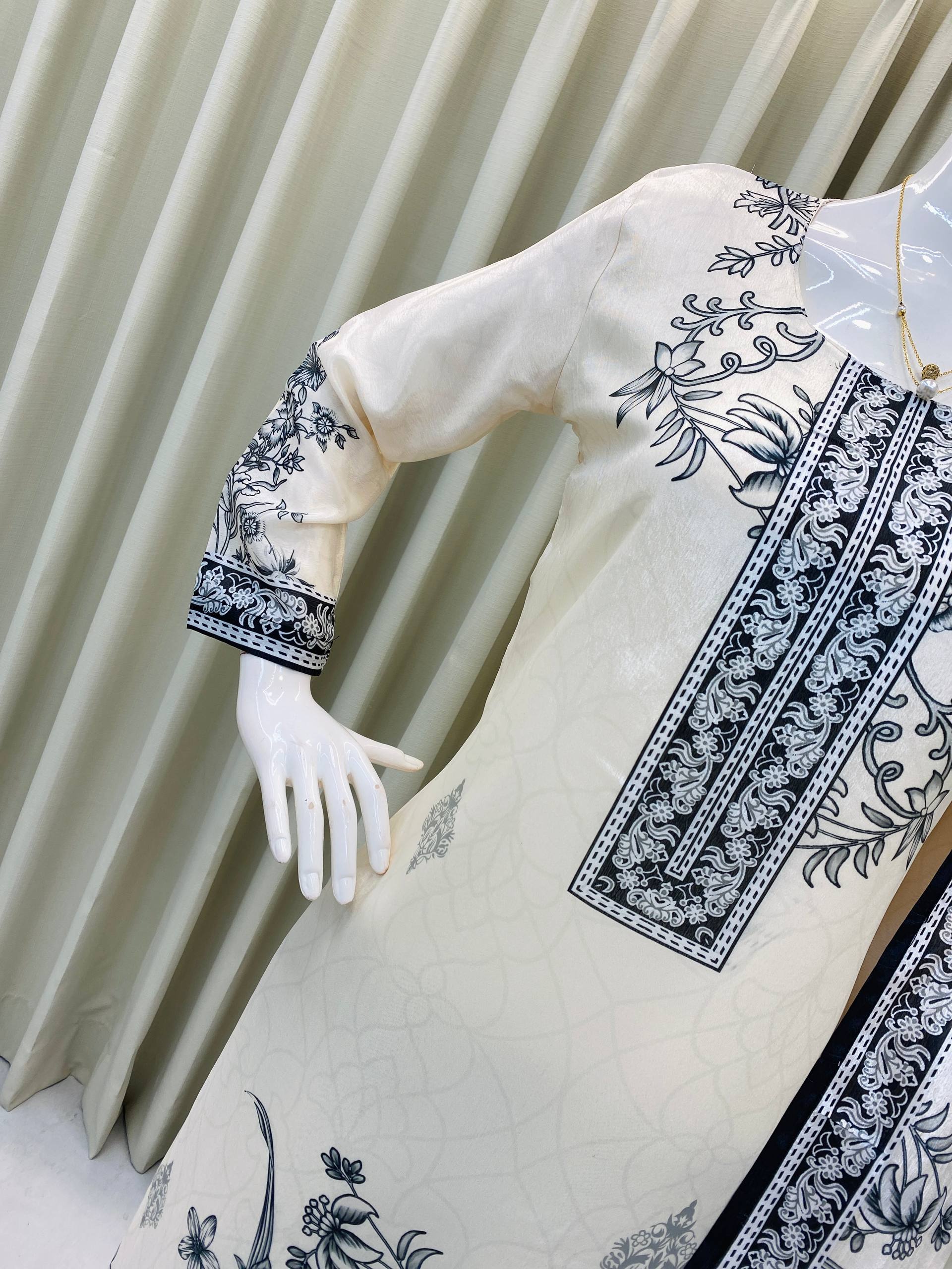 Designer Printed Chinon Kurta Pant Suit With Matching Printed Dupatta