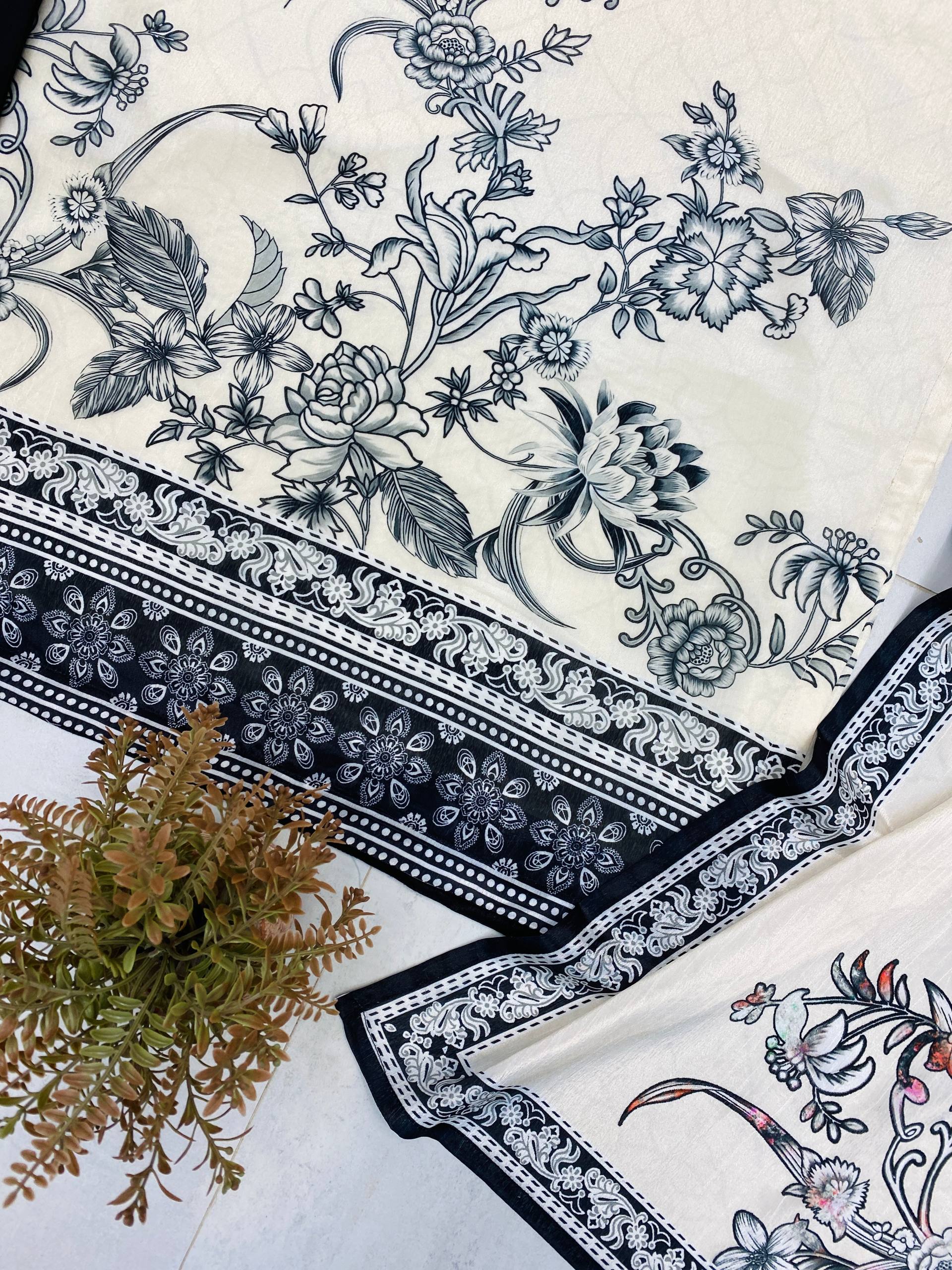 Designer Printed Chinon Kurta Pant Suit With Matching Printed Dupatta