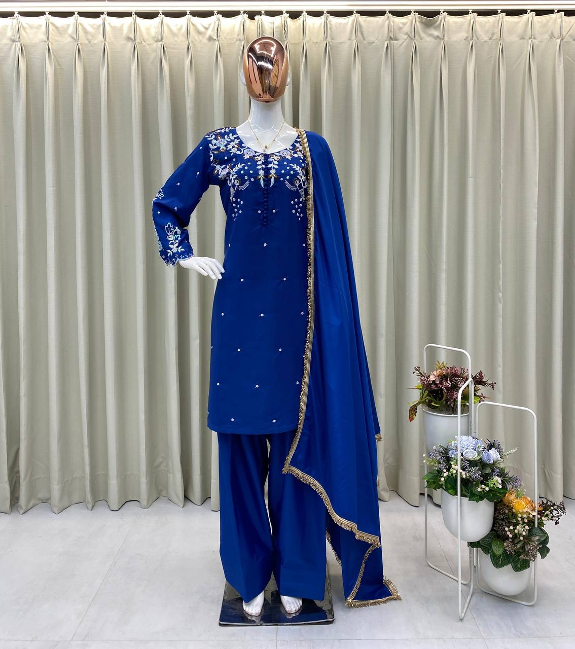Farsi Style Premium French Crepe Embroidered Salwar Suit with Dupatta