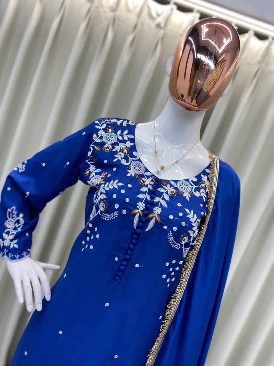 Farsi Style Premium French Crepe Embroidered Salwar Suit with Dupatta