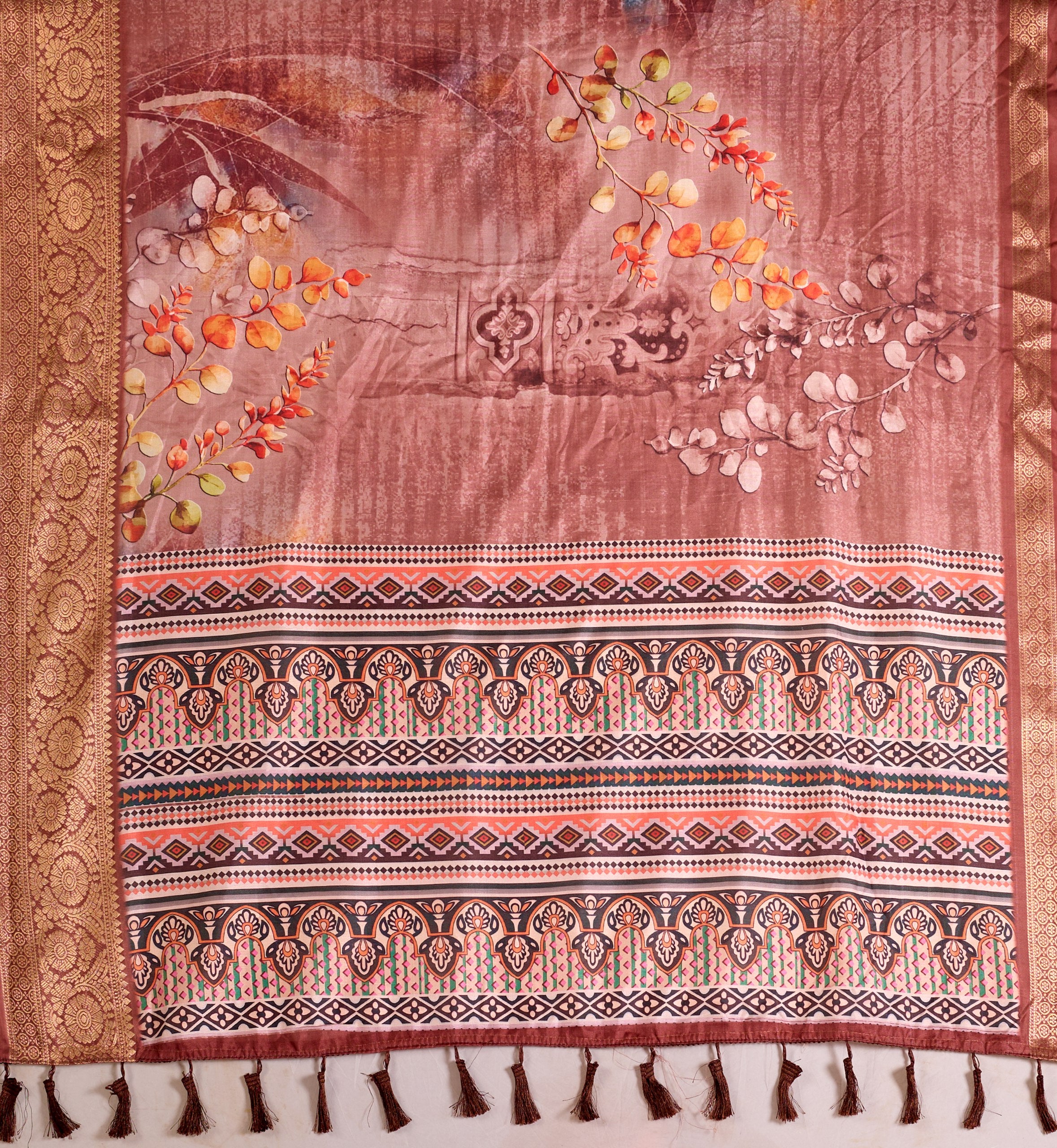 Luxurious Soft Lichi Silk Saree with Graceful Patola-Inspired Motifs