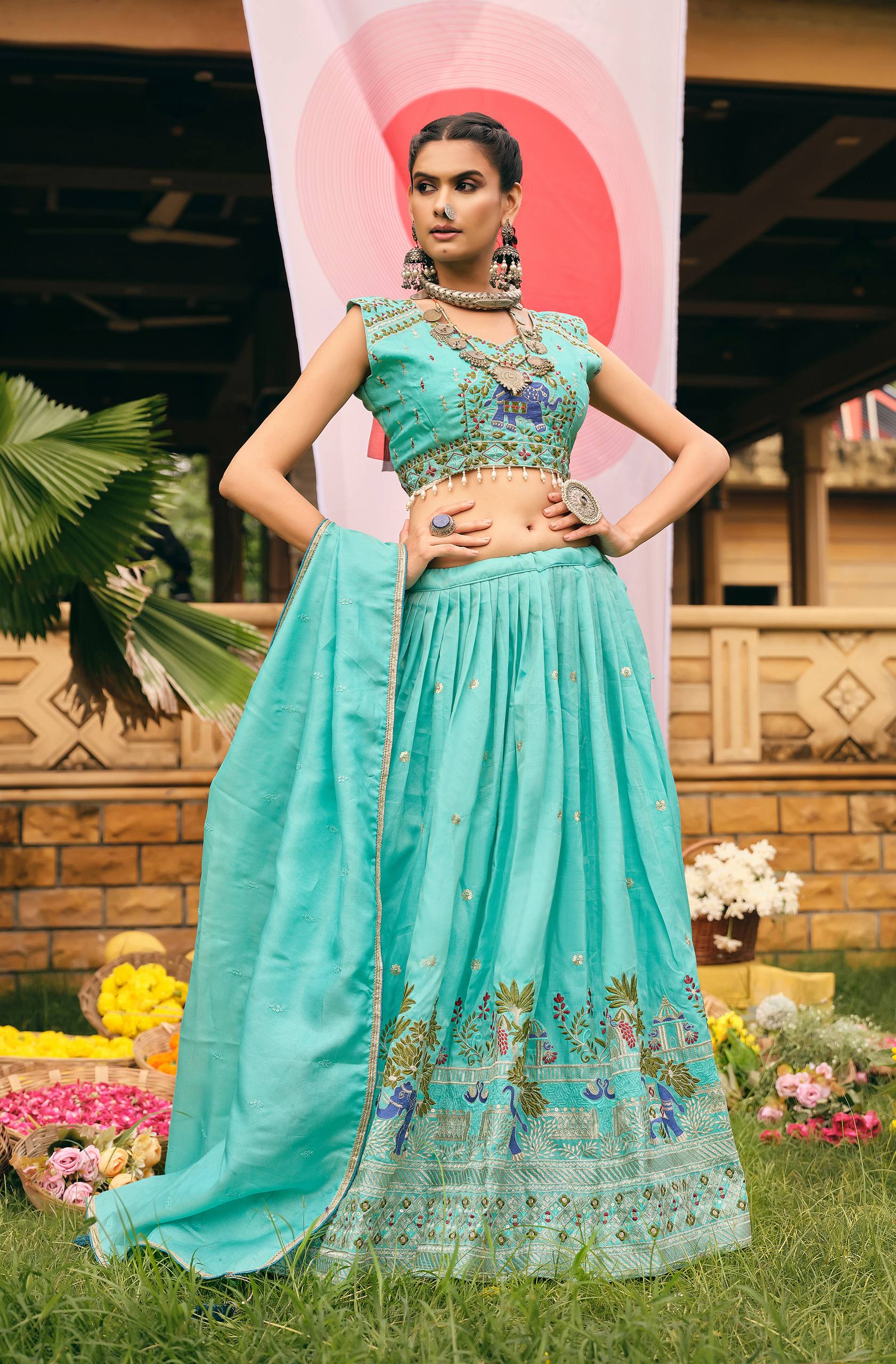 Designer Shimmer Embroidered Lehenga Set with Heavy Work Blouse & Dupatta